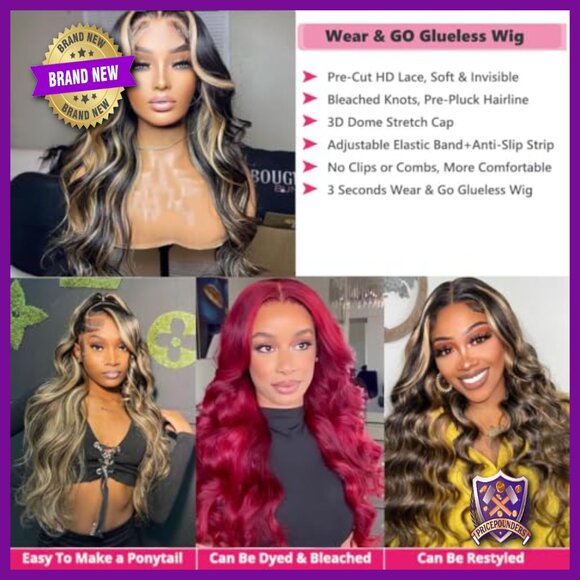 Glueless Human Hair Wig 180% Density 24 Inch Body Wave Pre Plucked main image 4